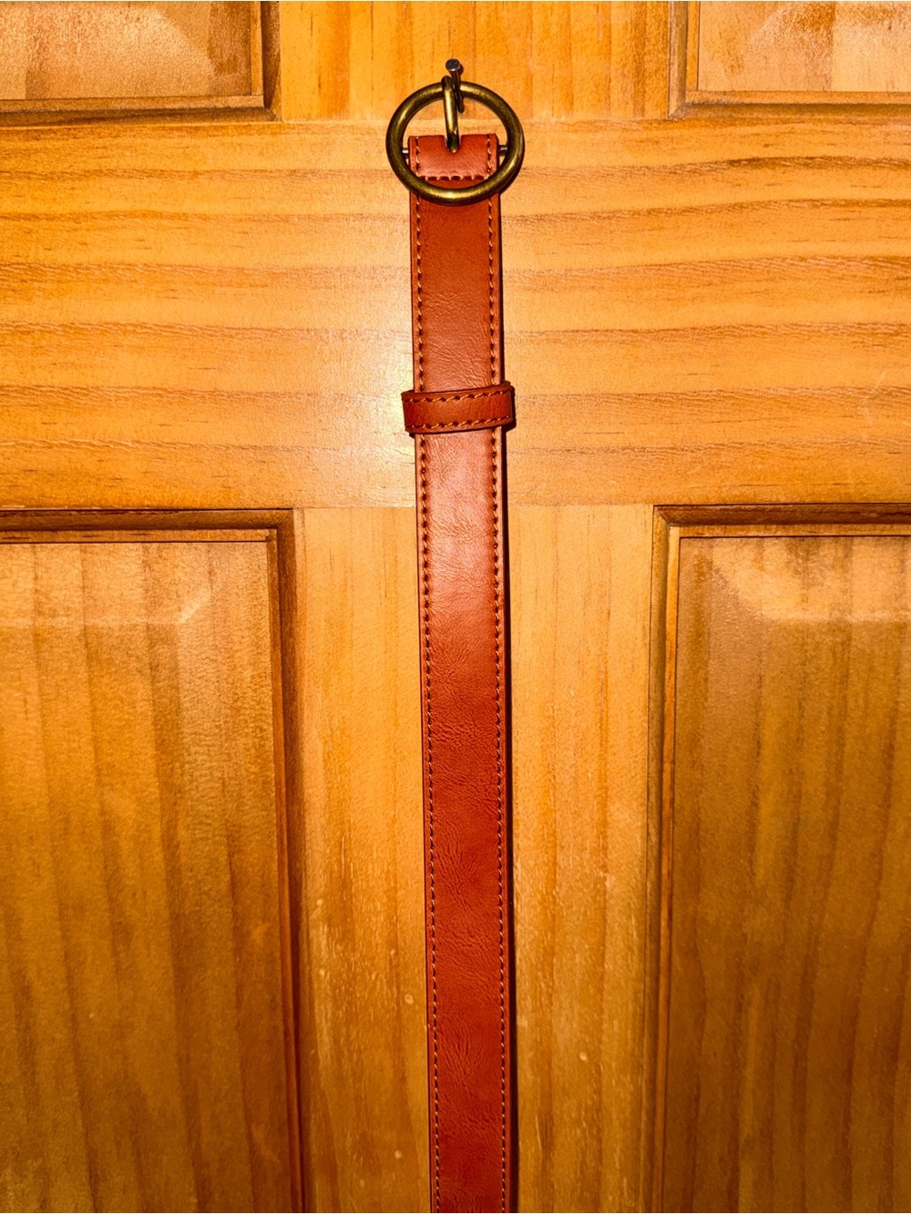 NwoT Aeropostale Orangish Tan Faux Leather Belt w/Round Brass Buckle-M/L-EC - Picture 4 of 8